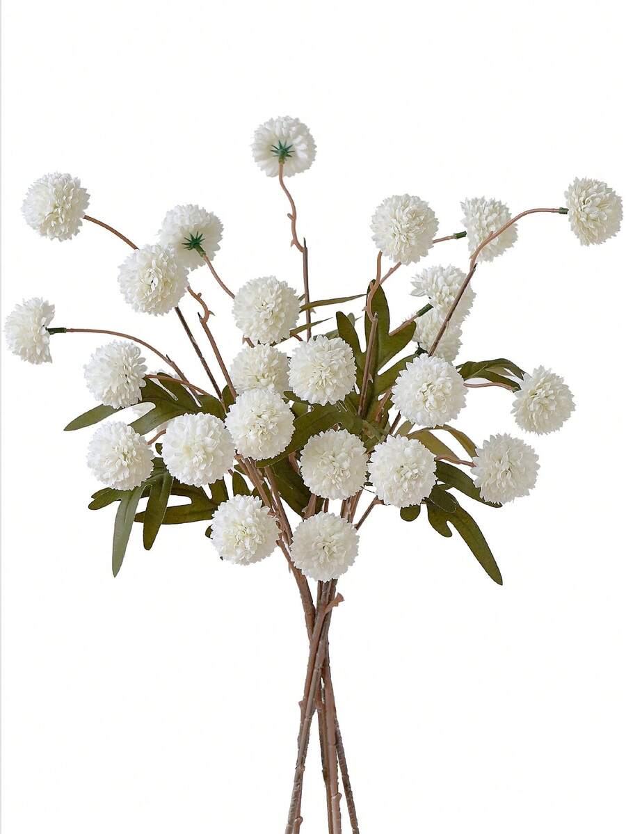 1支50厘米仿真蒲公英花茎,丝绸花,仿真植物枝条,适用于家居客厅卧室装饰、秋季装饰、房间装饰、桌面装饰、花园装饰、情人节礼物、生日毕业礼物 - 白色 - 查看 1