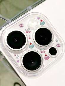 1 Piece Of Sweet Style Pink And Red Color Bowknot Apple Cake Cat Paw Lens Film Sticker. The Sticker Features A Variety Of Elements Including Stars, Bowknot, Cakes, Hearts, Umbrellas, Etc., Suitable For Various Phone Cases, Earphone Cases, And Nail Art Decoration Stickers. It Can Be Freely Customized And Is Always A Beautiful Sticker. - Multicolor - View 6