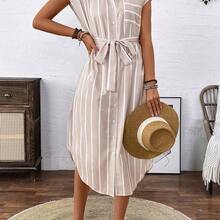 Women Midi Dresses - Apricot - View 9