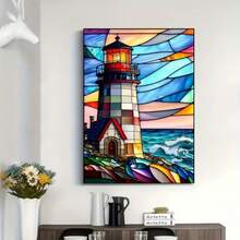 1PC DIY 5D Diamond Painting Kit Lighthouse Pattern - Round Full Diamond Art Mosaic Craft, Home Wall Decor, Frameless - No Frame - View 2