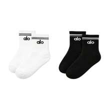 Alo Yoga Half-Crew Throwback Sock Mixed Color(2 Pairs) (Unisex) - 1 Pair White+ 1 Pair Black - View 1