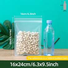 50/100入 雙面 0.18/0.2mm 厚防味包裝袋，可重複密封夾鏈塑膠袋，適用於派對食物儲存、糖果、零食、文具、珠寶、髮飾、居家與商業、節日派對用品 - Frosted - 查看 35