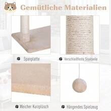 Cat Tree/Scratching Post With Sisal Post, Plush Hammock, Chipboard, Beige, 50 X 36 X 70 Cm - Beige - View 4