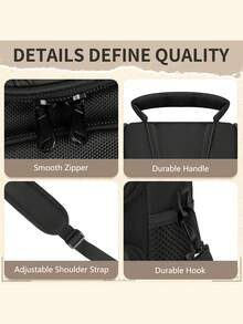 NEWHEY Bolso de mensajero pequeño para hombres, bolso de hombro para fotografía de viaje, bolso de almacenamiento de accesorios de fotografía ligero, bolso de hombro DSLR - Bolso de mensajero impermeable y ligero, esencial para la fotografía de viaje (gran capacidad) - Negro - Ver 4
