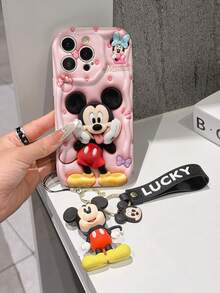 This Disney Mickey Mouse Lanyard Phone Case Is Fully Covered In TPU Material. It's Shockproof, Lightweight, And Compatible With IPhone17/16/11/13/15/15 Plus/15 Pro/15 Pro Max/12/14 Pro Max/11 Pro Max/12 Pro/12 Pro Max/13. This Phone Case Makes A Popular Birthday Gift Or Business Gift; It's Durable, Stain- And Fingerprint Resistant, And Suitable For Both Men And Women. The Set Also Includes A Mickey Mouse Phone Case And A Mickey Mouse Plush Bracelet. It's A Perfect Gift For Friends And Family. This Stylish Phone Case Is Fun, Lightweight, And Durable. IPhone17 Pro Max Phone Case, Minnie Mouse Phone Case. - trắng - Xem 2