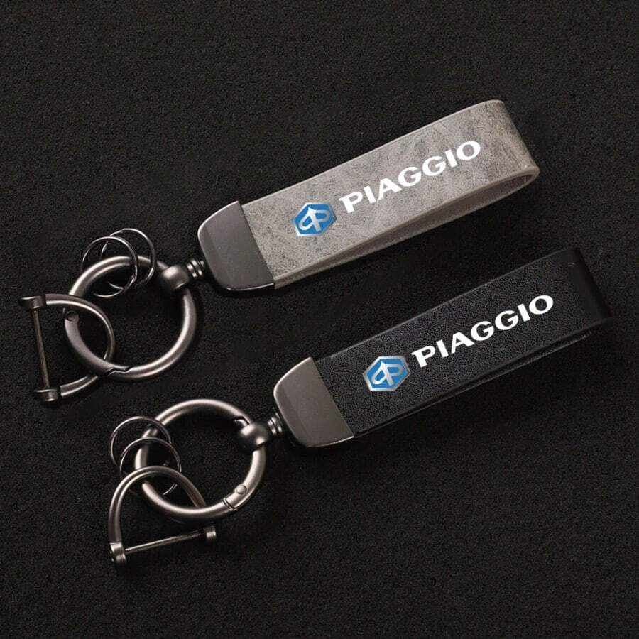 1PC Keychain PU Leather Key Holder Emblem For Piaggio Accessories - Multicolor - View 1