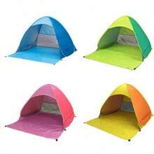 1pc Instant Pop-Up Beach Camping Tent - Spacious Outdoor Sun Shade Canopy, Comes With Carrying Bag, Suitable For Family And Friends, Blue Triangular Design, Polyester Fabric, Perfect For Beach, Camping, Hiking, Essential For Camping - One Size Fits All - View 12