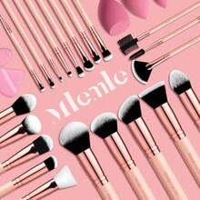 Makeup Brushes Set, Professional 26 Pcs Makeup Kit, Include Powder Foundation Concealers Blush Eye shadows Eyebrow 21 Pcs Makeup Brushes and 2 Powder Puff, 3 Makeup Sponge A01 - Negro - Ver 8