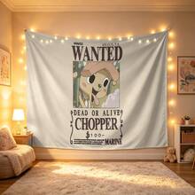 Miniso One Piece Tony Tony Chopper Tapestry, With "Wanted Poster" Print No-Hole Backdrop, Perfect For Parties, Camping, Home Decor, Scene Setup And Gathering Displays - 0 - View 6