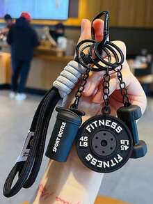 1pc Mini Fitness Barbell Keychain Pendants Couple Car Bag Backpack Decorations For Fitness Enthusiasts Gym Members Friends Gift - Multicolor - View 6
