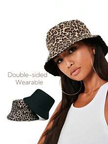 1pc Women's Leopard Print Lightweight Versatile Easy-To-Care-For Face-Slimming Bohemian Outdoor Bucket Hat, Summer New Fashion Minimalist Face-Slimming Animal Print Elegant Street Style Bucket Hat, Comfortable Casual Suitable For Daily Commute, Outings, Gatherings, Shopping, Travel, Vacation And Other Occasions - Multicolor - View 2