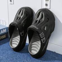 Men's Summer EVA Slippers With Soft And Thick Sole, Suitable For Casual Indoor And Outdoor Activities During Summer. Outdoor Sports Style Features Comfortable, Vacation-Style Fashion Clogs - Black - View 3