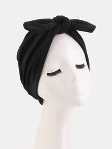 1pc Women's Bowknot Headscarf, Head Wrap, Suitable For Daily Use - Black - View 4