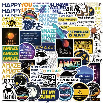 50Pcs Project Hail Mary Stickers Scrapbook Aesthetic Stickers Funny Project Hail Mary Merch Gifts Helmet Stickers Dirt Bike Stickers Vinly Waterproof Stickers For Water Bottle,Computer,Laptop,Phone,Luggage,Notebook,Fridge