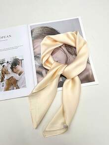 1 pieza Bufanda de unicolor, cómoda, elegante, clásica, nueva y versátil para primavera/otoño, estilo de mujer - amarillo claro - Ver 2