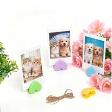 1/4/6pcs Colorful Heart-Shaped Photo Clips With Hanging Rope,Suitable For Photo Wall Decoration, Can Be Hung Or Placed On A Table, Used For Small Photos, Small Cards,Suitable For Home, Office, Weddings, Etc. Heart-Shaped Decorative Clips - Multiple Styles - View 10