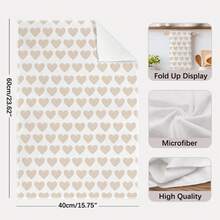 2PCS Milk Tea Color Striped Heart Print Microfiber Kitchen Towels, 40*60cm Rectangular Dish Cloths, Tablecloths, Hand Towels, Valentine's Day Kitchen Decor, Housewarming Gifts For Neighbors, Kitchen Napkins And Dish Cloths, Valentine's Day Home Decor - White - View 4