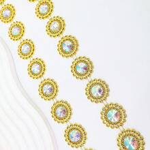 2码 3厘米宽 金色向日葵水钻钻石链花边 DIY缝纫工艺服装材料配件婚礼装饰 - 多色 - View 4