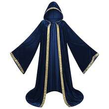 COS Cosplay Cape For Halloween Show, Role-Playing Costume, Performance Cape - Burgundy Velvet Cape With Printed Trim - View 2