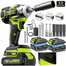 3-In-1 Cordless Impact Wrench, Brushless Motor, High Torque, Lighter Design ,Rechargeable Battery, Ideal For Car, Professional Workshops, Construction And Household Maintenance. A Perfect Holiday Gift For Father. - 升級 2*電池-B - 查看 1
