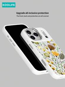 KOOLIFE 可拆卸磁吸植物圖案手機殼,金色箔壓紋 3D 植物圖案,PC+TPU 防震保護殼,適用於 Apple 17/17 Pro/17 Pro Max - 金葉線描花 - 查看 8