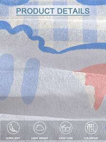 Juego de ropa de cama de 2/3 piezas, juego de funda nórdica con estampado de gato azul a cuadros. Suave, cómodo, amigable con la piel, transpirable, adecuado para todas las estaciones, decoración navideña, regalo de Navidad, disponible en tamaños individual, doble, queen, king, dormitorio, textiles para el hogar minimalista, esencial para volver a la escuela, lavable a máquina, decoración de otoño, suministros para la habitación, 1 funda nórdica con 1/2 fundas de almohada (rellenos no incluidos). - Azul - Ver 4