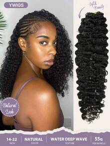 Y WIGS Deep Wave Pre-Looped Crochet Human Hair 100% Remy Hair Extensions 14-22 Inch 55g Protective Hairstyle Crochet Hair - Natural Black - View 18