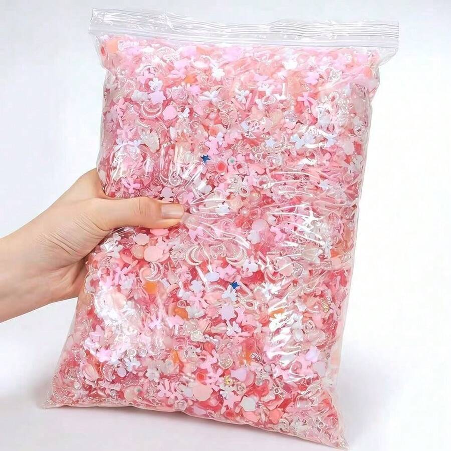 Decorações de arte de unhas em resina 3D série rosa, incluindo coração, flor, laço e outras formas, strass de fundo plano adequados para arte de unhas DIY, acessórios de joalharia feitos à mão, suprimentos de arte de unhas - Multicolorido - Ver 1