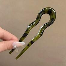 Pinza de pelo de acrílico en forma de U, accesorio de pelo de estilo minimalista adecuado para peinados de moño, para mujeres - A - Ver 5