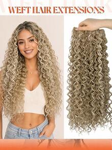 Heat Resistant Soft Synthetic Hair Weaving For Salon 18/20/22Inch Water Weave Afro Kinky Curly Hair Ombre Bundles DEEP OCEAN WAVE Sew In Weft Weaving Hair Extensions For Women Girls Daily,Fashion Party ,Y2k,Music Festival Beginner Friendly, Halloween - Multicolor - View 30