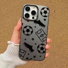 Luxury Football Design Clear Phone Case | Colorful Silver Gradient | Excellent Texture | Built-In High-End Filters | Durable Pattern | Shockproof And Drop-Proof | Non-Slip Brushed Finish | Subtle Luxury | Suitable For 17, 16, 15, 14, 13, 12, 11-Inch Phones. A Great Gift Choice And A Must-Have For Personal Use! (17-Inch Pro Max Case, Phone Cases, 13-Inch) - 黑色 - 查看 7