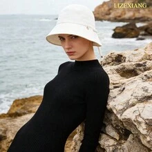 1pc Summer Sun Hats For Women, Outdoor UV Protection Hats,Hats For Women,Gorras Para Mujer,Beach Hat,Bucket Hat - 白色 - 查看 3