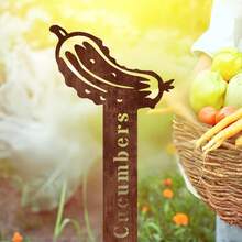 1pc Retro Acrylic Cucumber Sign - Suitable For Charming Gardens, Balconies And Patios, Vegetable Label, Outdoor Decor Art In Natural Style, Garden Decoration - A - View 1