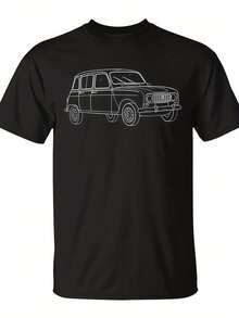 Vintage Men's R4 Shirt, Classic French Car Style. Retro Tee Shirt Compatible With Miniature Off-Road Vehicles, Soft And Breathable Short-Sleeved Shirt With R4 Design, Ideal For Car Enthusiasts, Casual Wear And Automotive Gift, Suitable For All Seasons And Everyday Use, PLUS SIZES, Loose And Comfortable. - Back - View 6