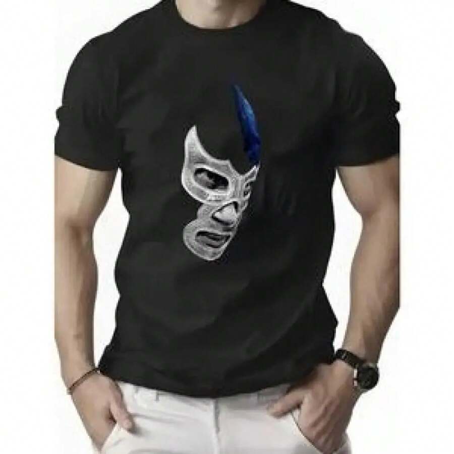 S-3XL Men's Wrestling Theme T-Shirt With Devil Dog Group Print, A194 Casual Summer T-Shirt, Crew Neck - 紫紅色 - 查看 1