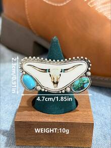 高品質女款歐美復古波希米亞風西式印花合金彈性戒指，適合日常配戴、約會、參加主題派對，配戴時會收到朋友許多讚美 - 彩色 - 查看 6