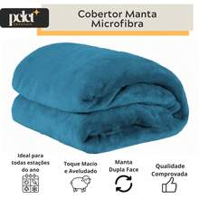 Manta Cobertor Fleece Microfibra 180 Fios Ultra Soft 01 Peça Toque Aveludado Solteiro Casal Queen - Azul - Visão 6
