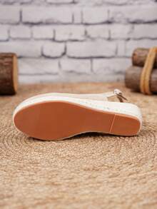 Women's Comfortable Non-Slip Apricot Linen Rope Platform Wedge Sandals, Suitable For Spring And Summer Vacation - Apricot - View 4