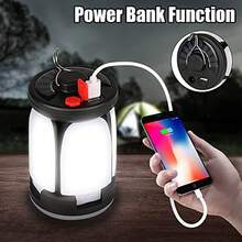 可攜式掛鉤太陽能LED露營燈,USB充電式折疊燈,適用於帳篷、居家、辦公室及緊急使用,配備4800mAh大容量內置鋰電池多功能戶外照明燈 - 均碼 - 查看 7