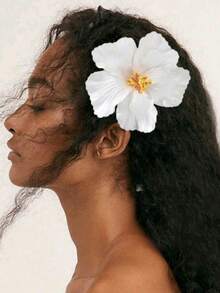 1件裝 女款白色扶桑花波希米亞風熱帶花卉髮夾 夏季海灘度假 日常旅行派對髮飾 - 白色 - 查看 2