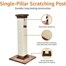 Cat Scratching Post For Indoor Cats 80cm Grey With Dangling Toy Natural Sisal Scratcher - Heavy Duty - Carpet (90 Cm) - View 2