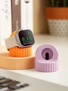 1pc Silicone Charger Stand Compatible With Apple Watch - Multicolor - View 7