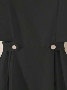 Vestido corto elegante y romántico para vacaciones, trabajo y uso diario - Negro - Ver 7