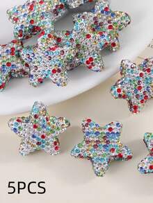 5 piezas de cuentas de arcilla con pentágono de cristal de colores, accesorios hechos a mano para collares, encantos de bolso y joyería - 5 PIEZAS - Estrella de cinco puntas - Ver 14