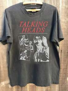 1 Men's Talking Heads "Stop Making Sense" Vintage T-Shirt, Black Cotton, Crew Neck, Casual All Season Knit, Machine Washable, 180g Vintage T-Shirt, 100% Cotton. - 黑色 - 查看 1
