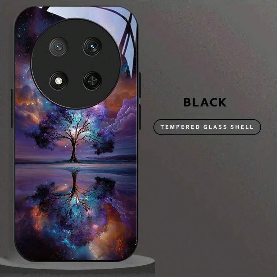 Funda de cristal para teléfono Magic Lite, de alto valor estético, exquisita, animada, linda, juguetona, creativa, caricaturesca,, sencilla, moderna, texturizada, suave y linda, diseño único, de nicho, versátil, atemporal, estilo americano, juvenil, amortiguadora, antideslizante, ligera, elegante, duradera, resistente a las manchas, casual, resistente a la suciedad, peculiar, simple, única, protectora, regalo para chicas, estampado retro, colorida, adecuada para parejas, para amigos, 508. - Negro - Ver 1
