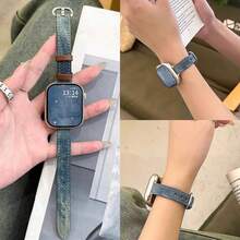 Dây đeo đồng hồ denim mỏng phong cách retro, phù hợp với các dòng đồng hồ 1/2/3/4/5/6/7/8/9/10/SE/Ultra có kích thước 38mm 40mm 41mm 42mm 44mm 45mm 49mm, tối giản, giản dị, dành cho cả nam và nữ. - Màu xanh đậm - Xem 2