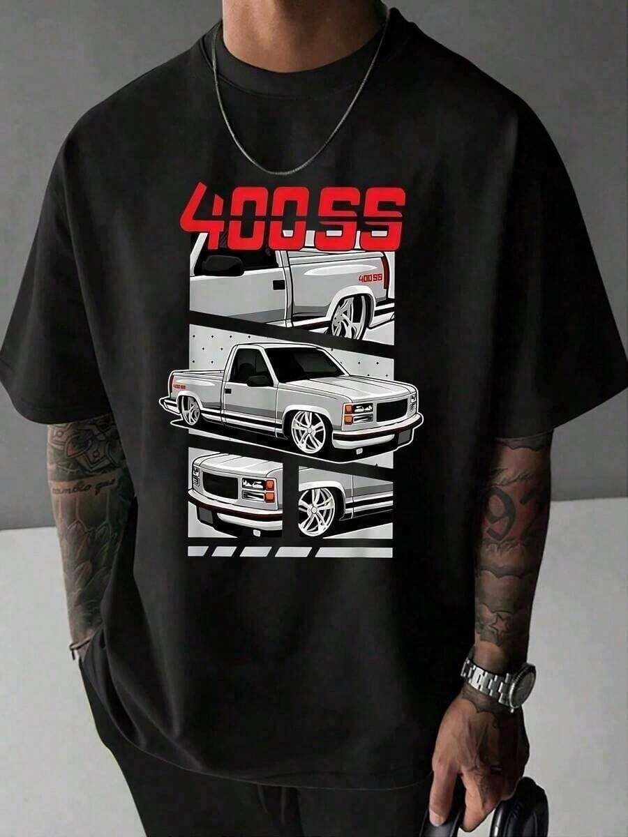 playeras de hombre Playera Hombre con Diseño Gráfico Camioneta 400SS Clásica, Estilo Urbano, Algodón Suave y Cómoda, Ideal para Uso Diario y Regalo para Amantes de Autos Muscle, Expresa Tu Personalidad al Máximo! playera y2k ropa hombre regalo para papa - Negro - Ver 1