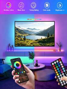 1-30m 5V RGB LED 燈條，16 LEDs/M，智慧 App 控制，適用於婚禮派對、聖誕裝飾、居家客廳臥室照明 - 5050 - 查看 5