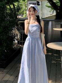 Women Long Dresses - Blue - View 9